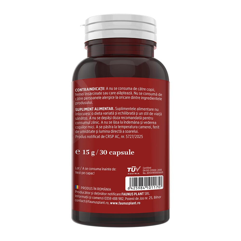 Vitamina B12 1000 mcg – Capsule pentru metabolismul energetic normal, funcționarea sistemului nervos, reducerea oboselii. Flacon 30 capsule Supliment alimentar Faunus Plant 