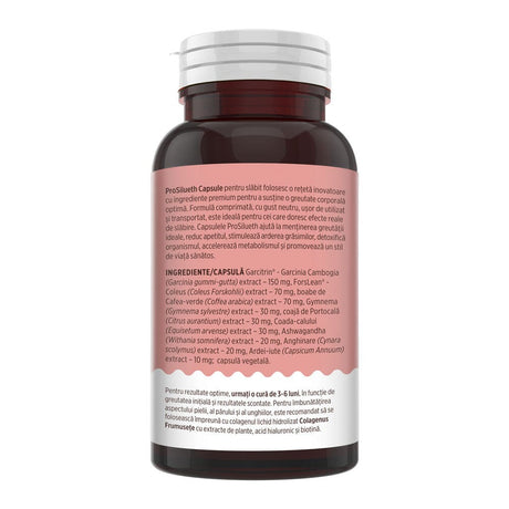 ProSilueth Capsule - Formulă unică pentru cura de slăbire, plante medicinale cu acțiune dovedită pentru accelerarea metabolismului, arderea grăsimilor, reducerea apetitului și detoxifierea organismului - 90 capsule Supliment alimentar Faunus Plant 