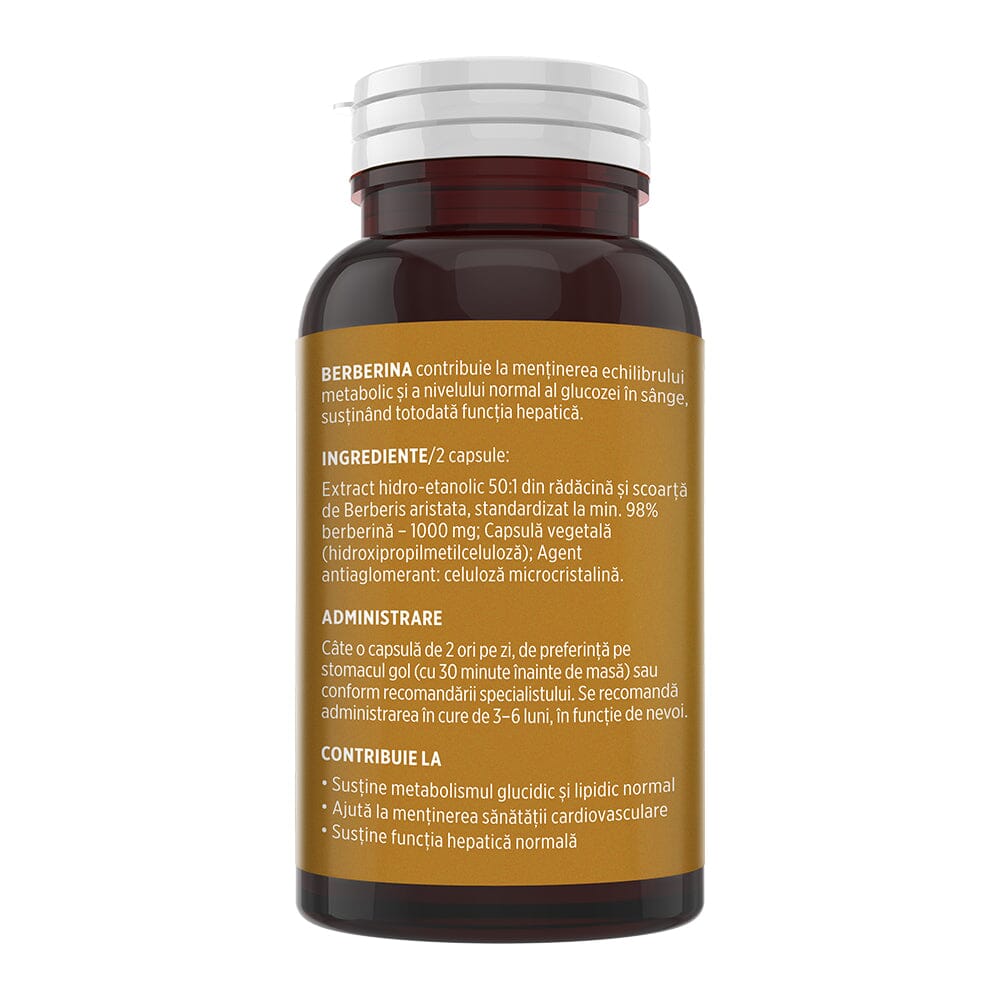 Berberină. Formulă naturală pentru echilibru metabolic, menținerea colesterolului și trigliceridelor în valori optime. Flacon 60 capsule Supliment alimentar Faunus Plant 