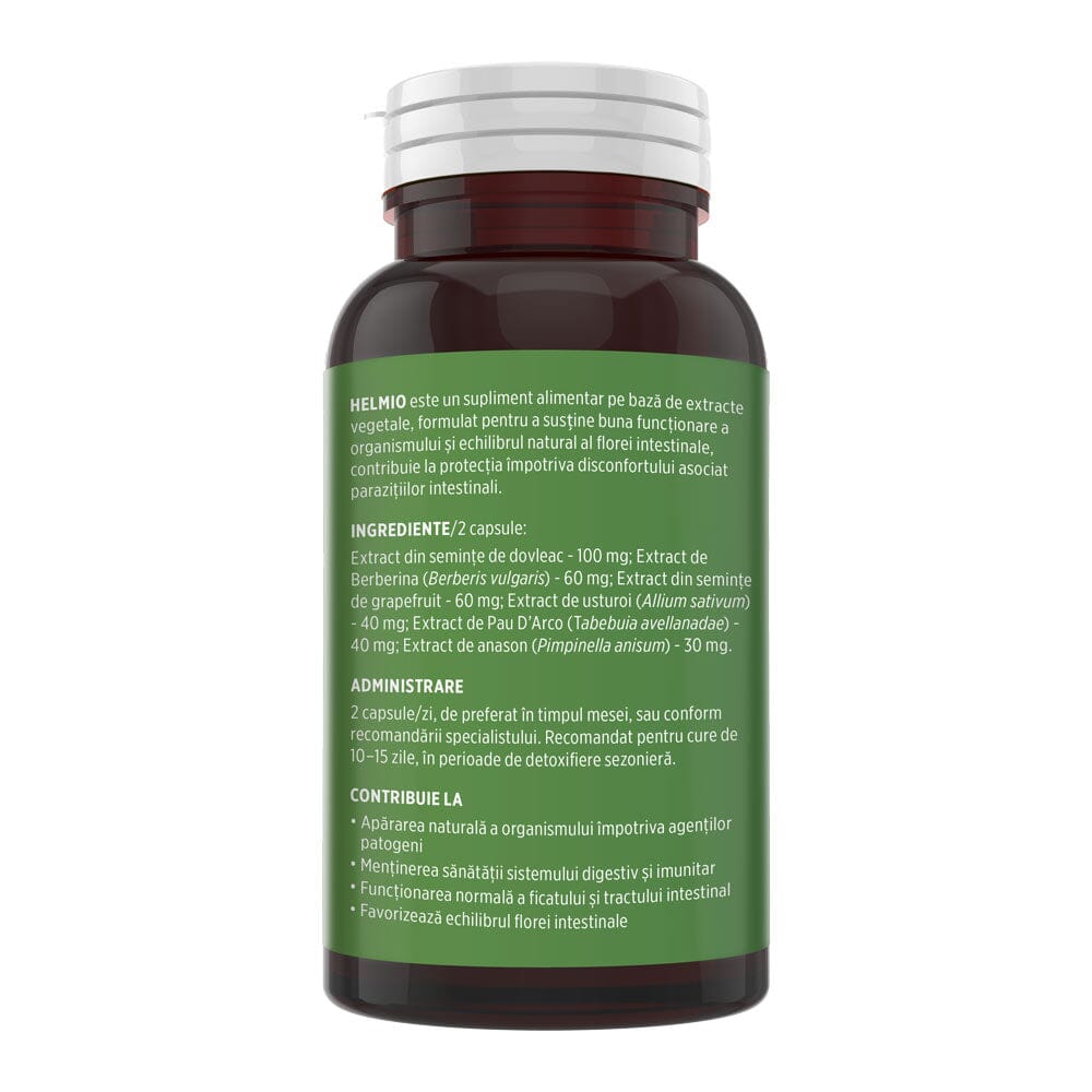 Helmio – Formulă naturală cu plante pentru detoxifiere și echilibru intestinal. Flacon 60 capsule Supliment alimentar Faunus Plant 