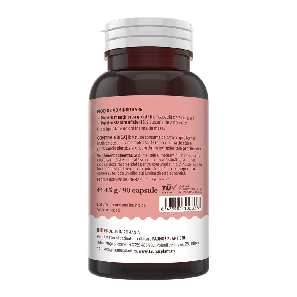 ProSilueth Capsule - Formulă unică pentru cura de slăbire, plante medicinale cu acțiune dovedită pentru accelerarea metabolismului, arderea grăsimilor, reducerea apetitului și detoxifierea organismului - 90 capsule Supliment alimentar Faunus Plant 