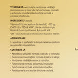 Vitamina D3 5000 UI – Concentrație mare de vitamina D3 pentru imunitate, absorbția calciului și fosforului în oase și mușchi. Flacon 30 capsule Supliment alimentar Faunus Plant 