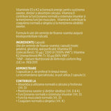 Etichetă desfășurată lateral stânga pentru capsule Vitamina D3+K2 de la Faunus Plant, cu ingrediente, administrare și beneficii.