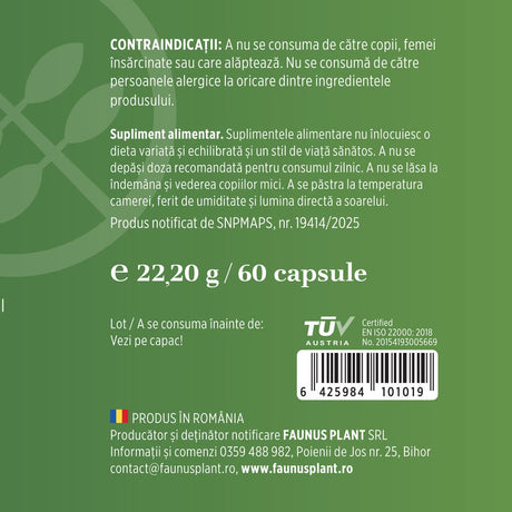 Helmio – Formulă naturală cu plante pentru detoxifiere și echilibru intestinal. Flacon 60 capsule Supliment alimentar Faunus Plant 