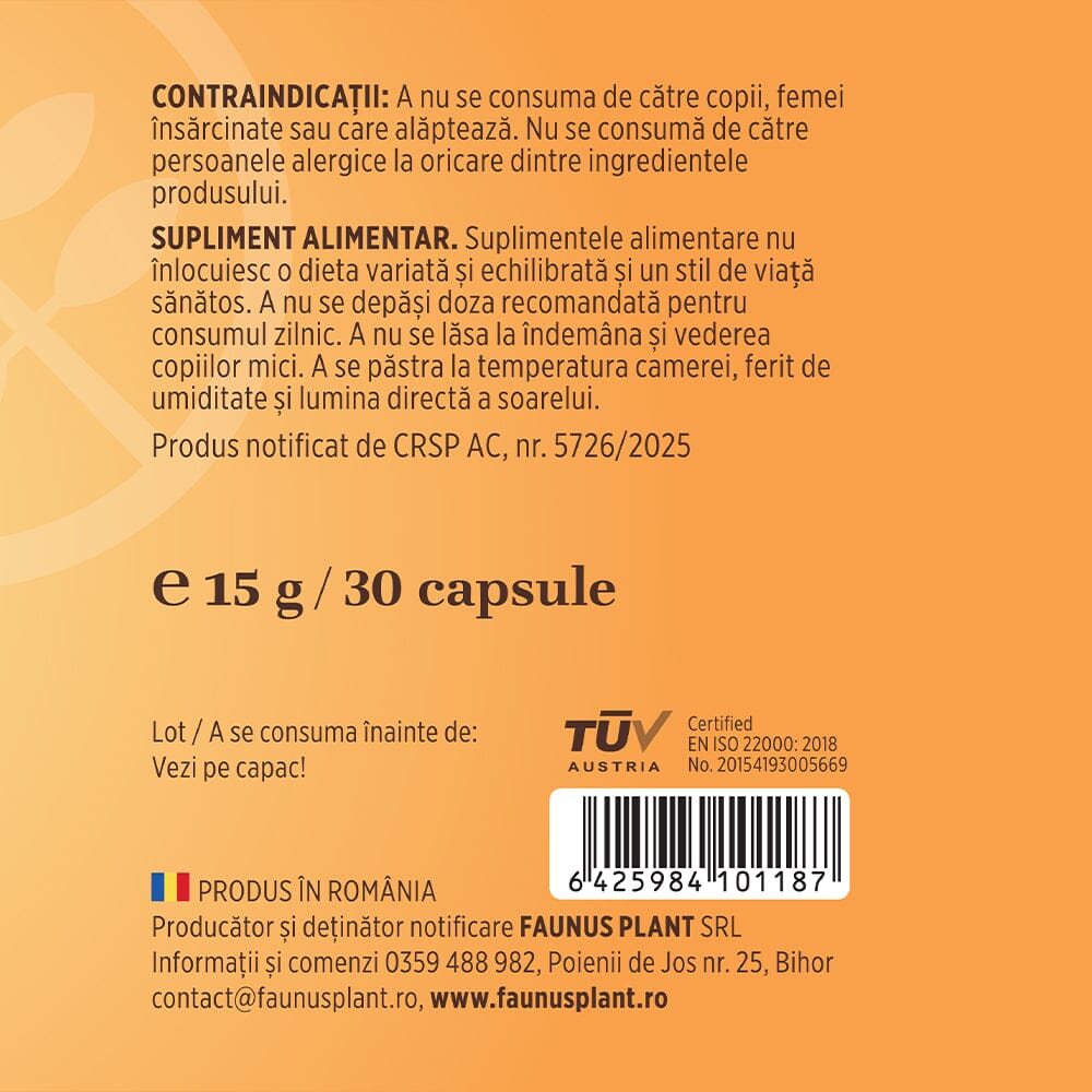 Vitamina B Complex – Capsule pentru metabolism energetic, sistem nervos și imunitate. Flacon 30 capsule Supliment alimentar Faunus Plant 