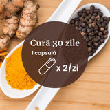 Turmeric cu Piperină – Antioxidant natural pentru articulații sănătoase, echilibru digestiv și susținerea ficatului. Flacon 60 capsule Supliment alimentar Faunus Plant 