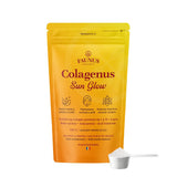 Colagenus Sun Glow – Colagen pudră pentru bronz uniform, piele radiantă și luminoasă. 10.000mg colagen, Vitamina C + E, zinc, cupru și acid hialuronic. Pudră 330g Supliment alimentar Faunus Plant 