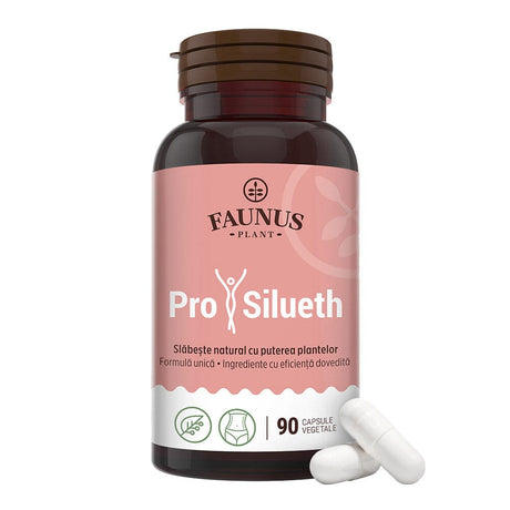 ProSilueth Capsule - Formulă unică pentru cura de slăbire, plante medicinale cu acțiune dovedită pentru accelerarea metabolismului, arderea grăsimilor, reducerea apetitului și detoxifierea organismului - 90 capsule Supliment alimentar Faunus Plant 