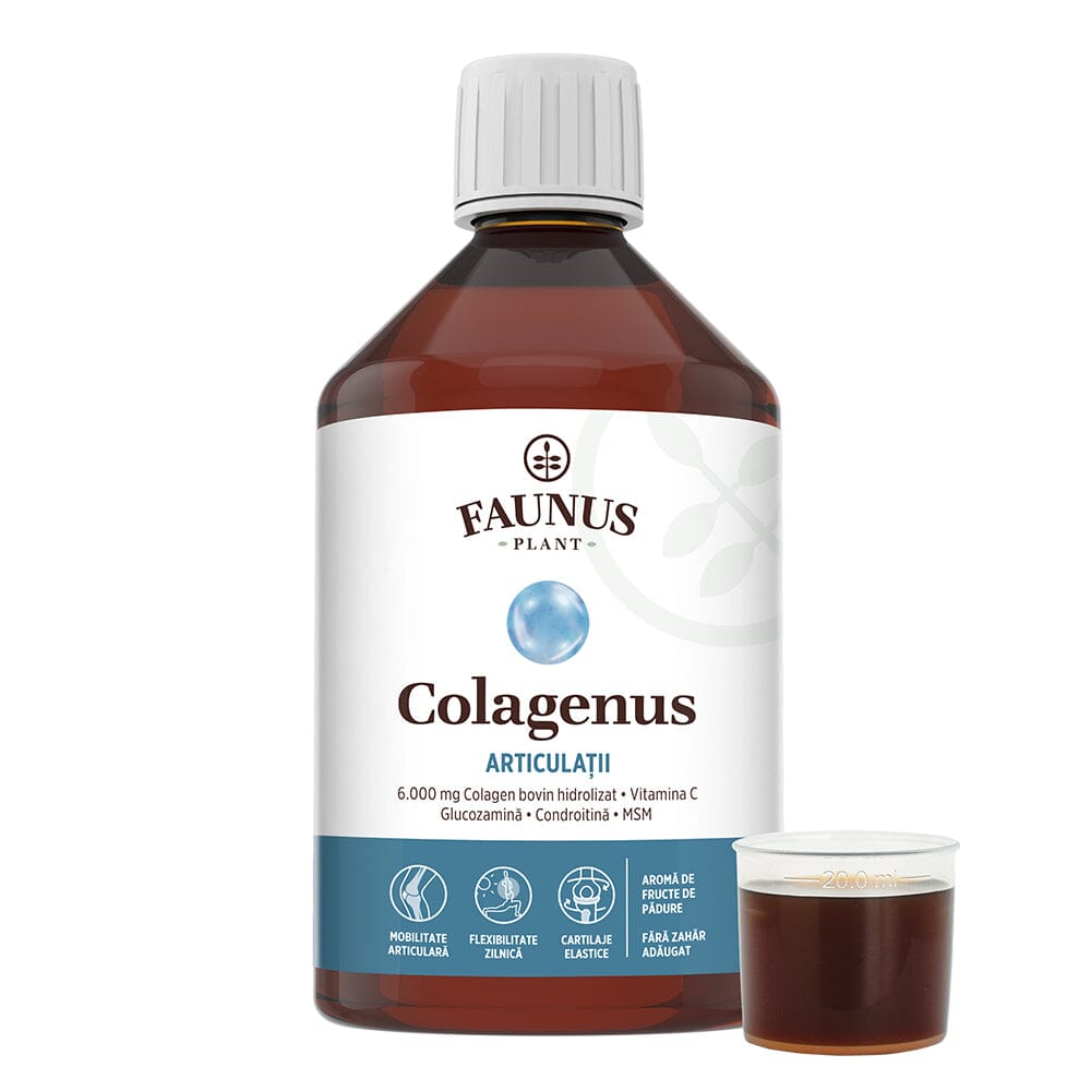 Colagenus Articulații - Colagen lichid. Flacon 500ml. Susține sănătatea articulațiilor, mușchilor și ligamentelor. Reduce durerile reumatice Supliment alimentar Faunus Plant 