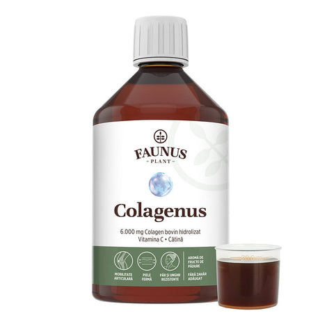 Colagenus - Colagen lichid hidrolizat. Flacon 500ml. Susține sănătatea articulațiilor, pielii, părului și unghiilor Supliment alimentar Faunus Plant 