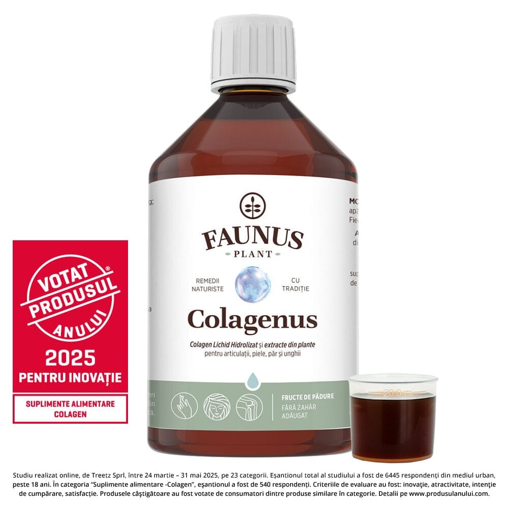 ‍Colagenus - Colagen lichid hidrolizat. Flacon 500ml. Susține sănătatea articulațiilor, pielii, părului și unghiilor (GRATIS) Faunus Plant 