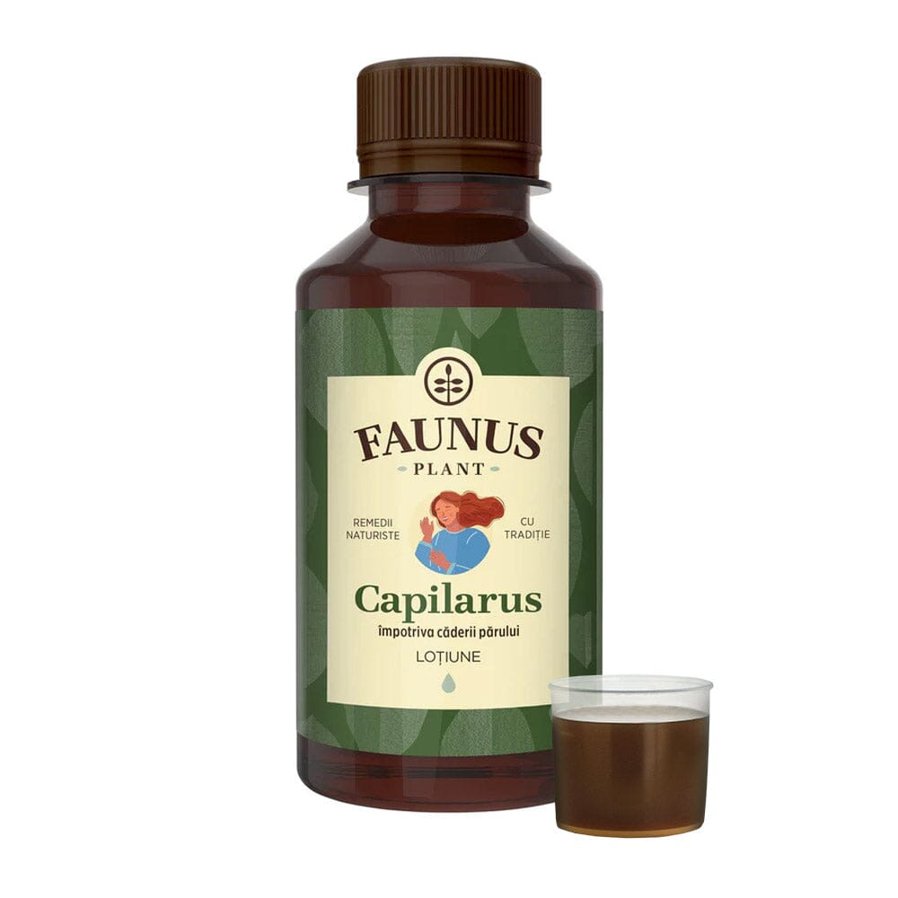 Capilarus - Loțiune. Flacon 200ml. Extract din 8 plante medicinale anticădere pentru păr sănătos și strălucitor Tinctura Compusa Faunus Plant 