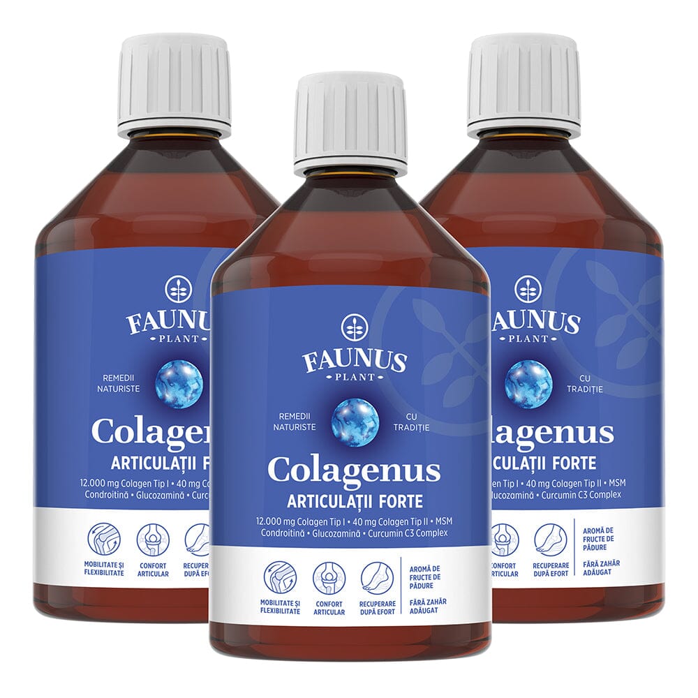 faunusplant.ro Pachet 2+1 Gratis Colagenus Articulații Forte pentru mobilitate, confort și articulații sănătoase. 12.000mg colagen tip 1 și 40mg colagen tip 2.