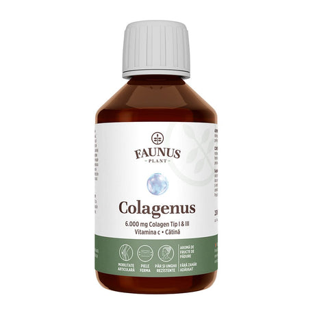 Colagenus - Colagen lichid hidrolizat. Flacon 250ml. Susține sănătatea articulațiilor, pielii, părului și unghiilor Supliment alimentar Faunus Plant 