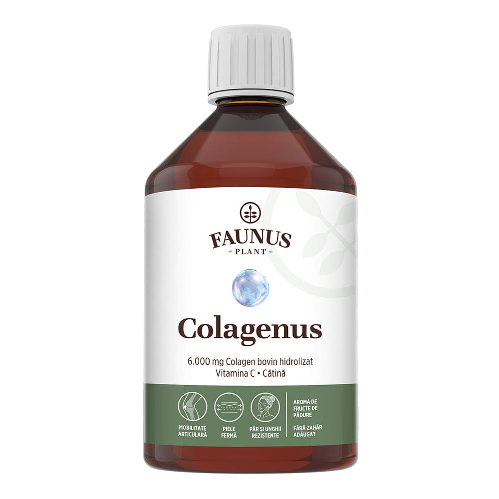 Colagenus - Colagen lichid hidrolizat. Flacon 500ml. Susține sănătatea articulațiilor, pielii, părului și unghiilor Supliment alimentar Faunus Plant 