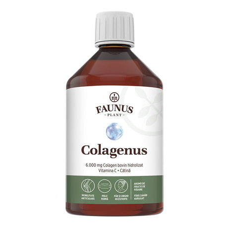 Colagenus - Colagen lichid hidrolizat. Flacon 500ml. Susține sănătatea articulațiilor, pielii, părului și unghiilor Supliment alimentar Faunus Plant 