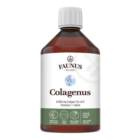 Colagenus - Colagen lichid hidrolizat. Flacon 500ml. Susține sănătatea articulațiilor, pielii, părului și unghiilor Supliment alimentar Faunus Plant 