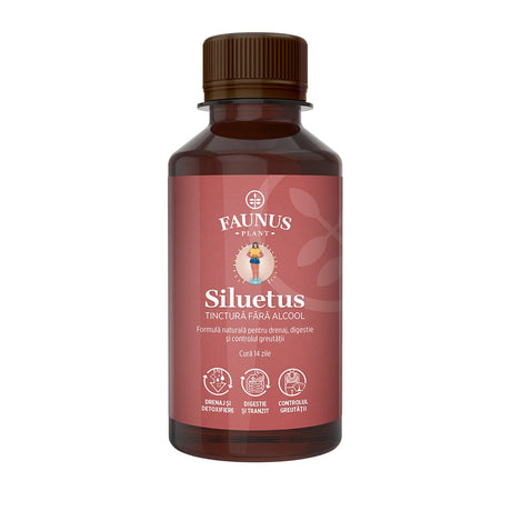 Siluetus - Tinctură fără alcool. Flacon 200ml. Formulǎ unică naturalǎ din 9 plante medicinale pentru reducerea greutății, arderea grăsimilor și detoxifiere Tinctura Compusa Faunus Plant 