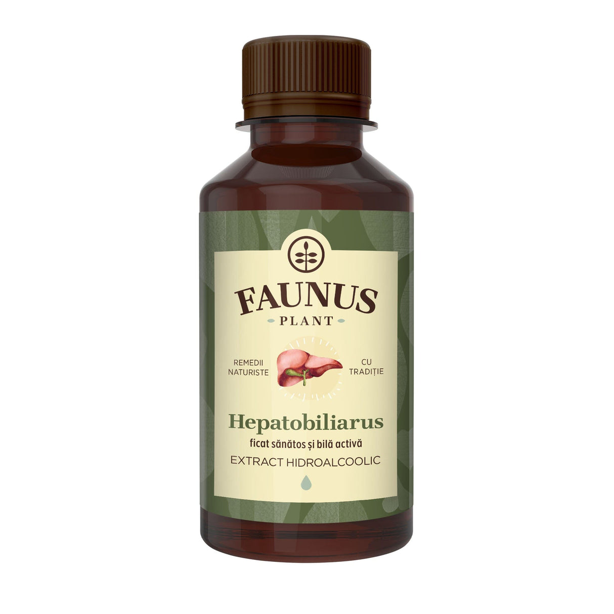 Hepatobiliarus - Tinctură. Flacon 200ml. Extract hidroalcoolic concentrat din 7 plante medicinale pentru un ficat sănătos, tonic hepatic Tinctura Compusa Faunus Plant 