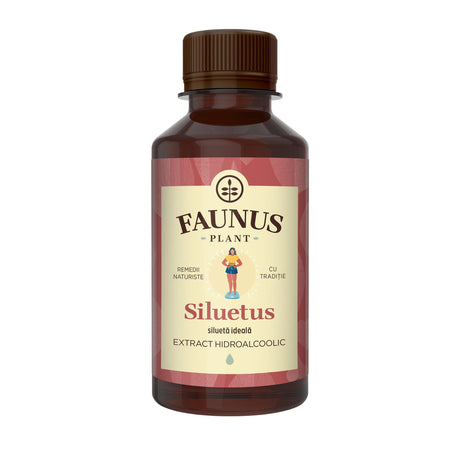 Siluetus - Tinctură. Flacon 200ml. Extract hidroalcoolic concentrat din 9 plante medicinale pentru reducerea greutății, cu efect detoxifiant Tinctura Compusa Faunus Plant 