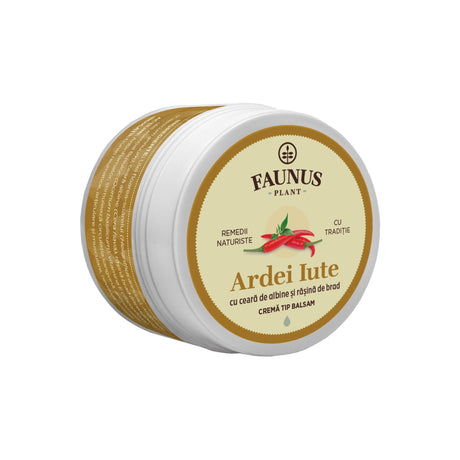 Ardei Iute - Unguent 50ml. Extract natural de ardei-iute cu ceară de albine și rășină de brad pentru calmarea durerilor articulare și musculare Unguent Faunus Plant 