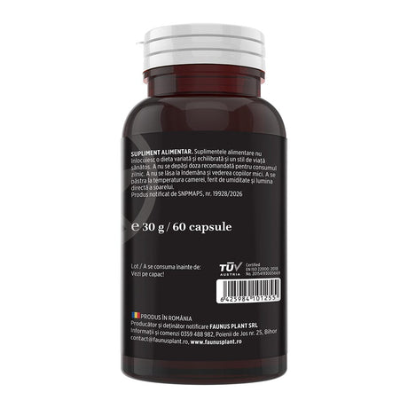 Nucă Neagră – Extract Standardizat 400 mg pentru echilibru intestinal și confort digestiv. Etichetă curată. Flacon 60 capsule Supliment alimentar Faunus Plant 