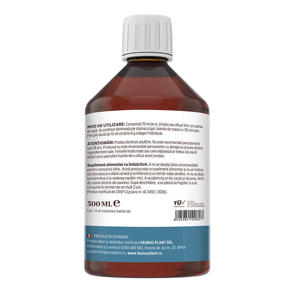 Colagenus Articulații - Colagen lichid. Flacon 500ml. Susține sănătatea articulațiilor, mușchilor și ligamentelor. Reduce durerile reumatice Supliment alimentar Faunus Plant 