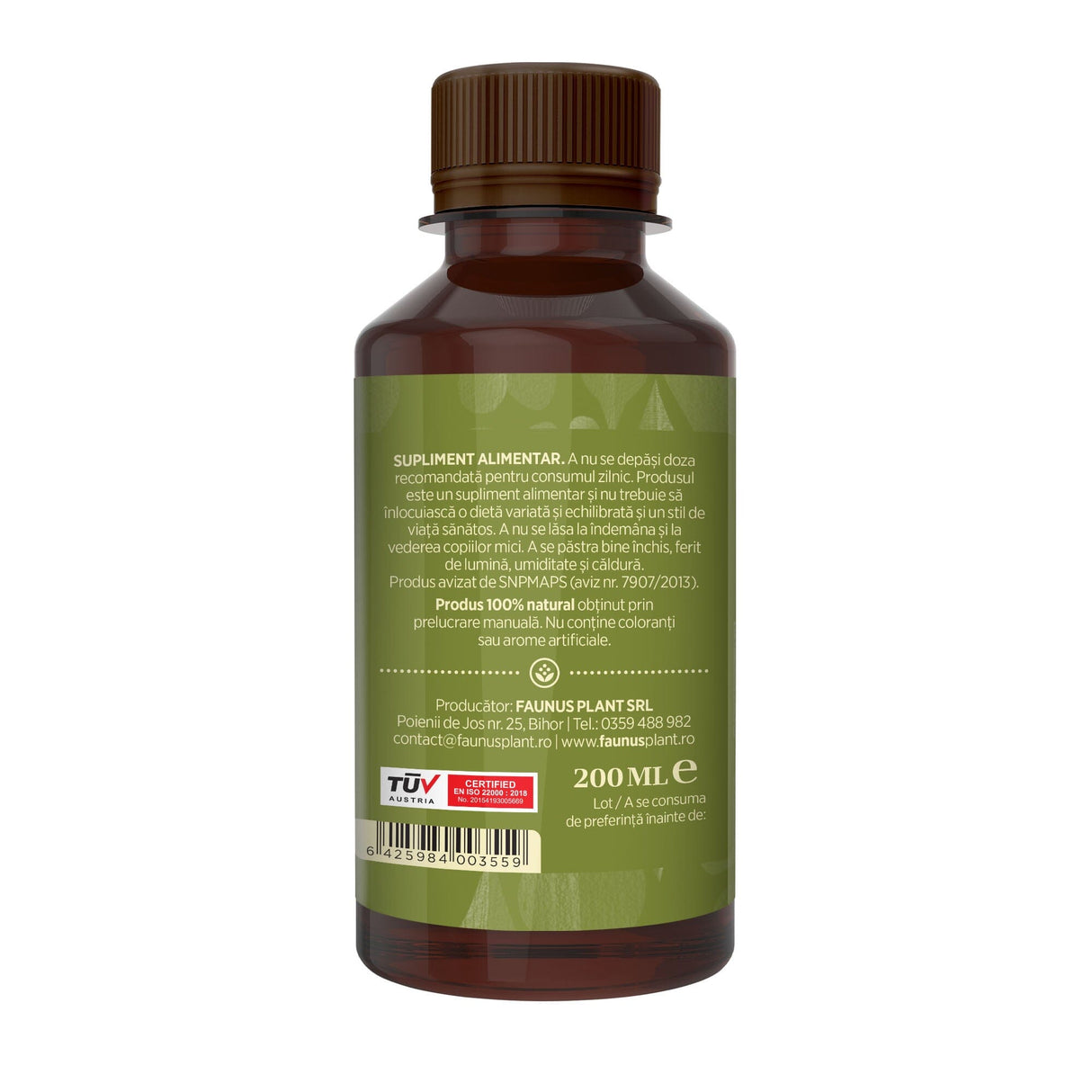 Ardei Iute - Tinctură. Flacon 200ml. Extract hidroalcoolic concentrat din plante medicinale pentru funcționarea normală a digestiei Tinctura Simpla Faunus Plant 