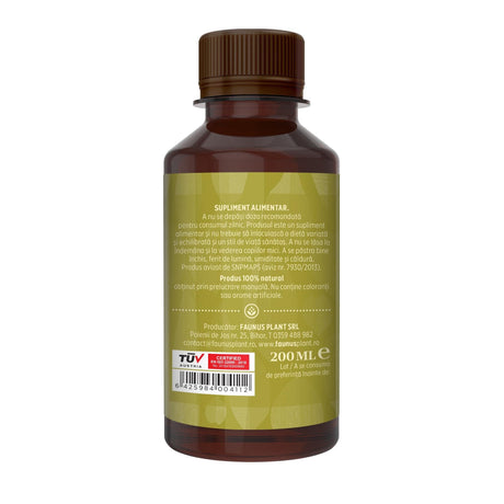 Detoxifius - Tinctură. Flacon 200 ml. Extract hidroalcoolic concentrat din 7 plante medicinale pentru cure de detoxifiere și refacerea pielii Tinctura Compusa Faunus Plant 