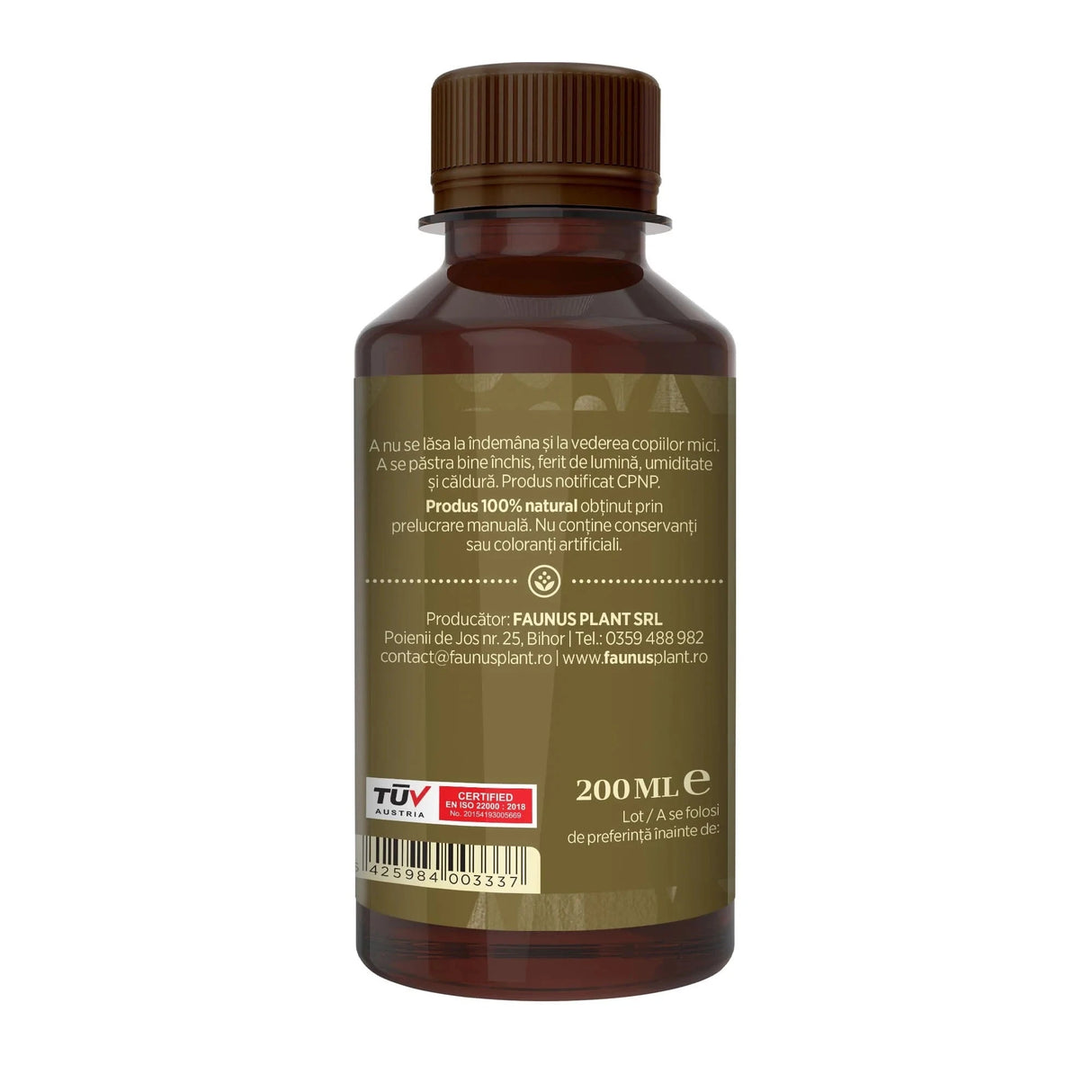 Untul Pământului - Tinctură. Flacon. Extract hidroalcoolic concentrat din rădăcină de untul-pământului cu rol antiinflamator pentru dureri articulare Tinctura Simpla Faunus Plant  | Cantitate - 200ml