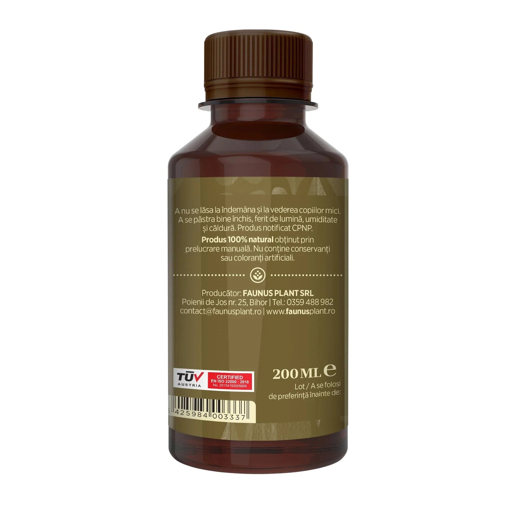 Untul Pământului - Tinctură. Flacon. Extract hidroalcoolic concentrat din rădăcină de untul-pământului cu rol antiinflamator pentru dureri articulare Tinctura Simpla Faunus Plant  | Cantitate - 200ml