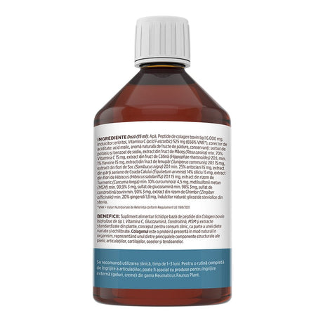 Colagenus Articulații - Colagen lichid. Flacon 500ml. Susține sănătatea articulațiilor, mușchilor și ligamentelor. Reduce durerile reumatice Supliment alimentar Faunus Plant 