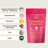 Colagenus Beauty Glow – Colagen hidrolizat pudră tip 1 și 3. Concentrație mare 10.000mg pentru piele hidratată și luminoasă, păr și unghii puternice. Pudră 325g Supliment alimentar Faunus Plant 