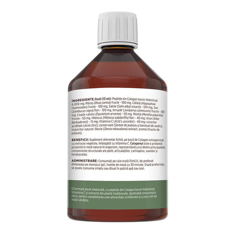 Colagenus - Colagen lichid hidrolizat. Flacon 500ml. Susține sănătatea articulațiilor, pielii, părului și unghiilor Supliment alimentar Faunus Plant 
