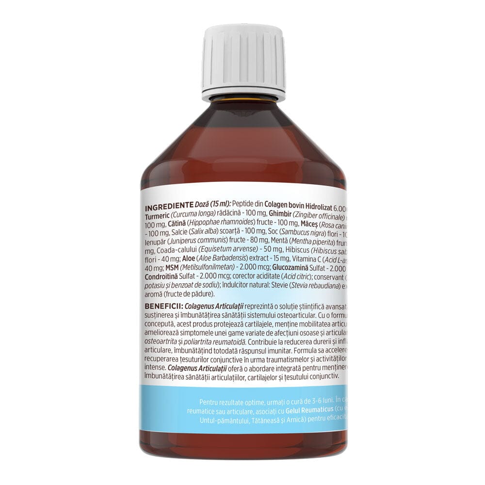 Colagenus Articulații - Colagen lichid. Flacon 500ml. Susține sănătatea articulațiilor, mușchilor și ligamentelor. Reduce durerile reumatice Supliment alimentar Faunus Plant 