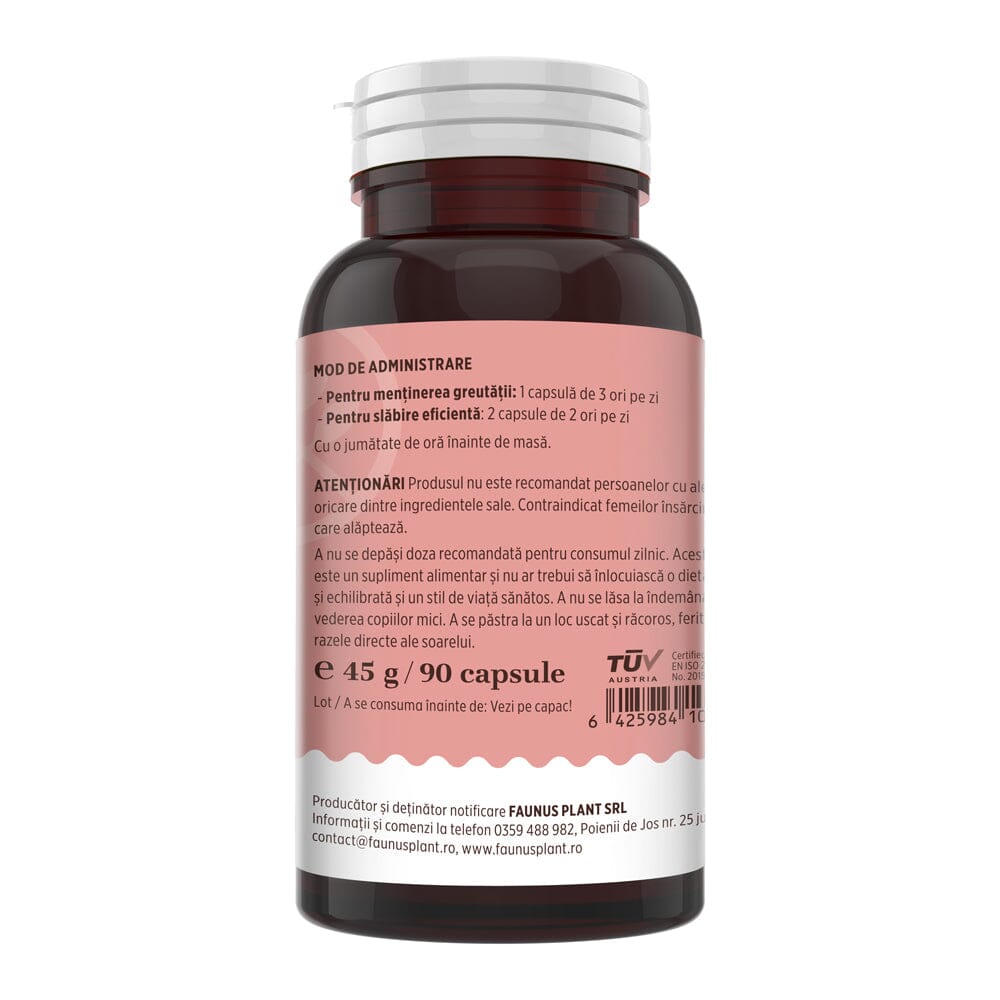 ProSilueth Capsule - Formulă unică pentru cura de slăbire, plante medicinale cu acțiune dovedită pentru accelerarea metabolismului, arderea grăsimilor, reducerea apetitului și detoxifierea organismului - 90 capsule Supliment alimentar Faunus Plant 