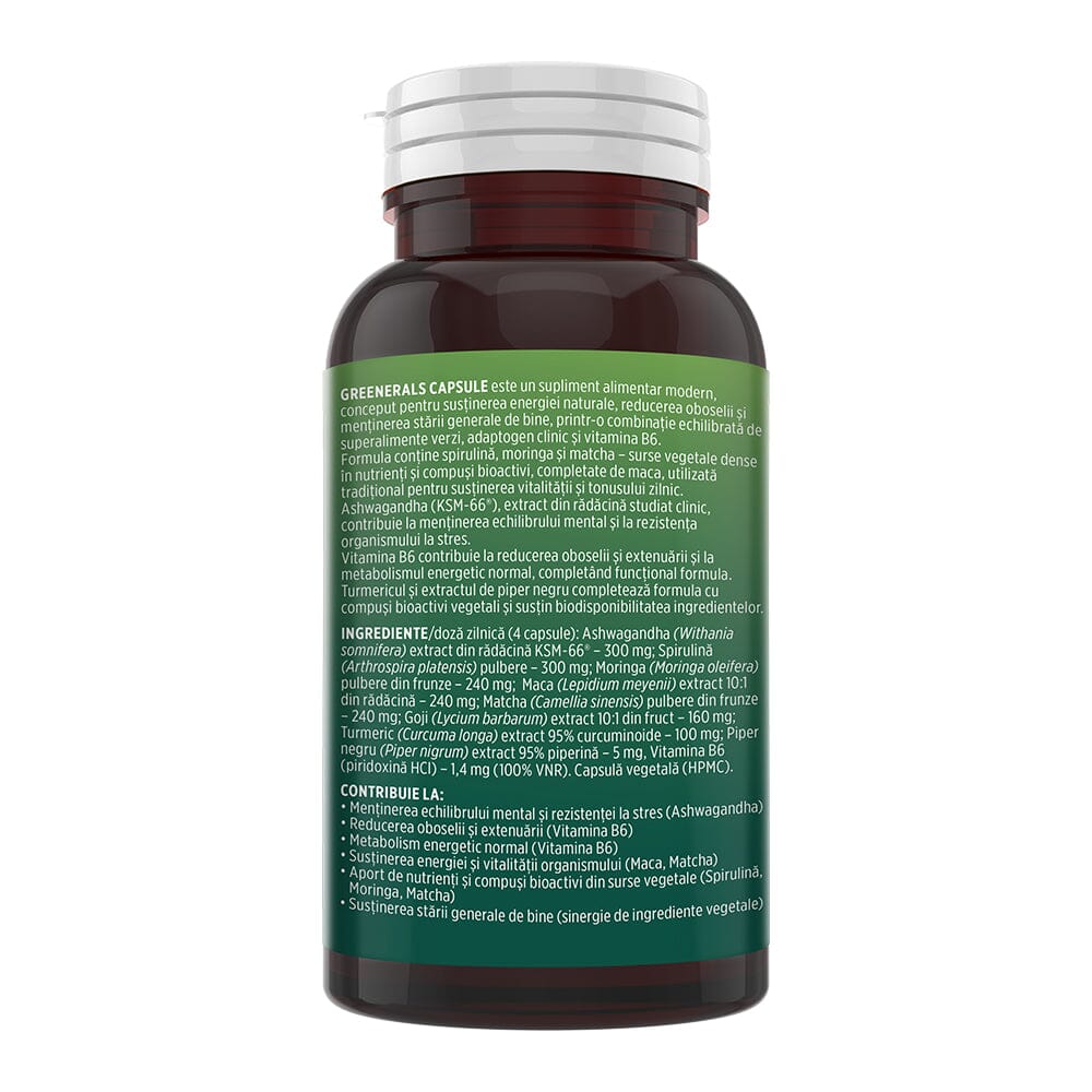 Greenerals Capsule – Antioxidanți și nutrienți din plante verzi pentru energie, vitalitate, liniște mentală și echilibru. Flacon 120 capsule Supliment alimentar Faunus Plant 