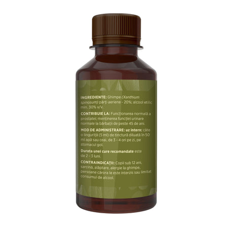 Imagine din lateral stânga cu flacon Tinctură Ghimpe 200 ml de la Faunus Plant cu detalii despre proprietăți, ingrediente, mod de administrare și contraindicații