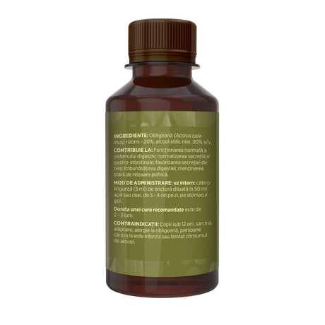 Imagine din lateral stânga cu flacon Tinctură Obligeană 200 ml de la Faunus Plant cu detalii despre proprietăți, ingrediente, mod de administrare și contraindicații. | Cantitate - 200ml