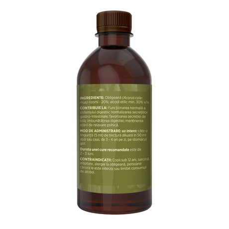 Imagine din lateral stânga cu flacon Tinctură Obligeană 500 ml de la Faunus Plant cu detalii despre proprietăți, ingrediente, mod de administrare și contraindicații | Cantitate - 500ml
