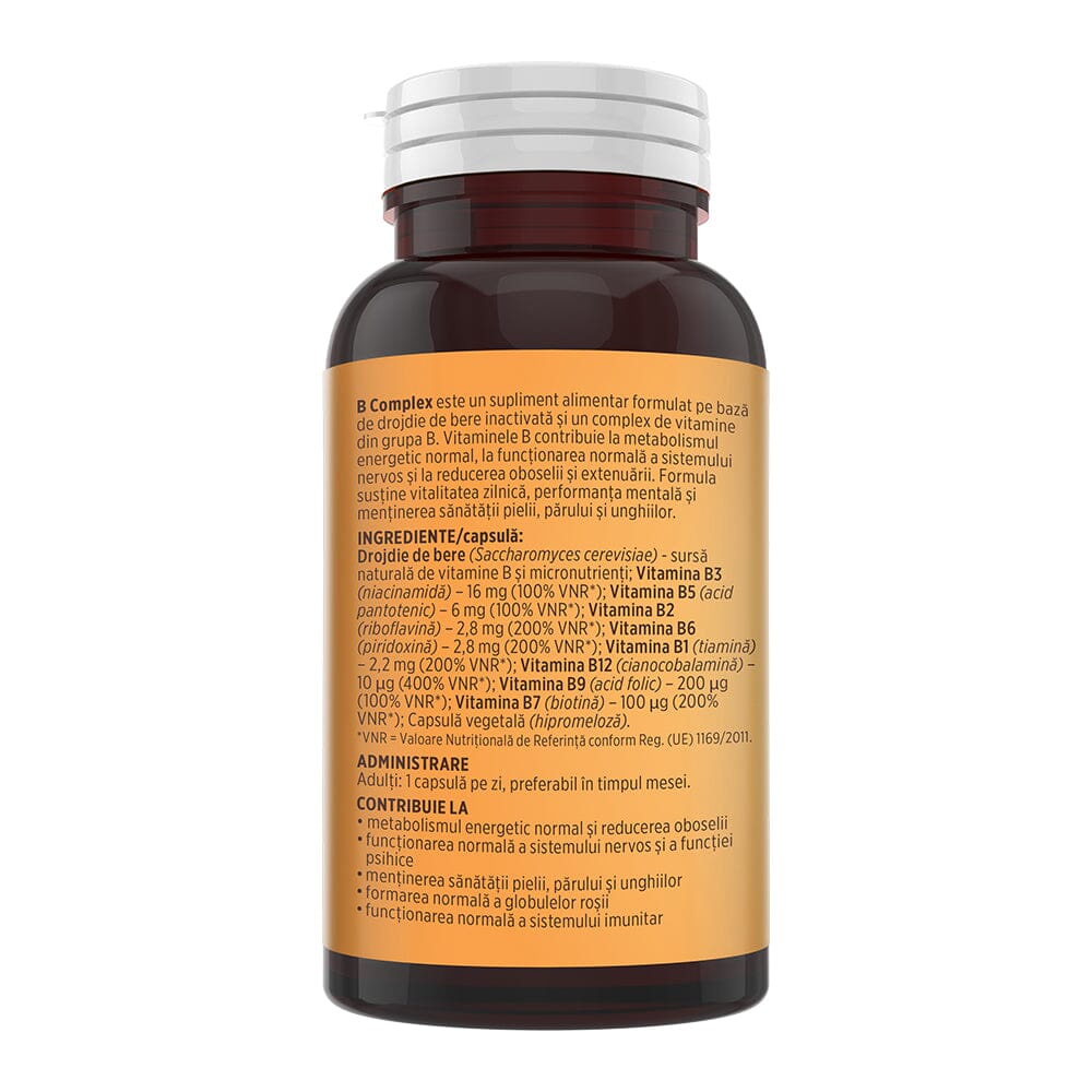 Vitamina B Complex – Capsule pentru metabolism energetic, sistem nervos și imunitate. Flacon 30 capsule Supliment alimentar Faunus Plant 