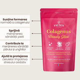 Colagenus Beauty Glow – Colagen hidrolizat pudră tip 1 și 3. Concentrație mare 10.000mg pentru piele hidratată și luminoasă, păr și unghii puternice. Pudră 325g Supliment alimentar Faunus Plant 