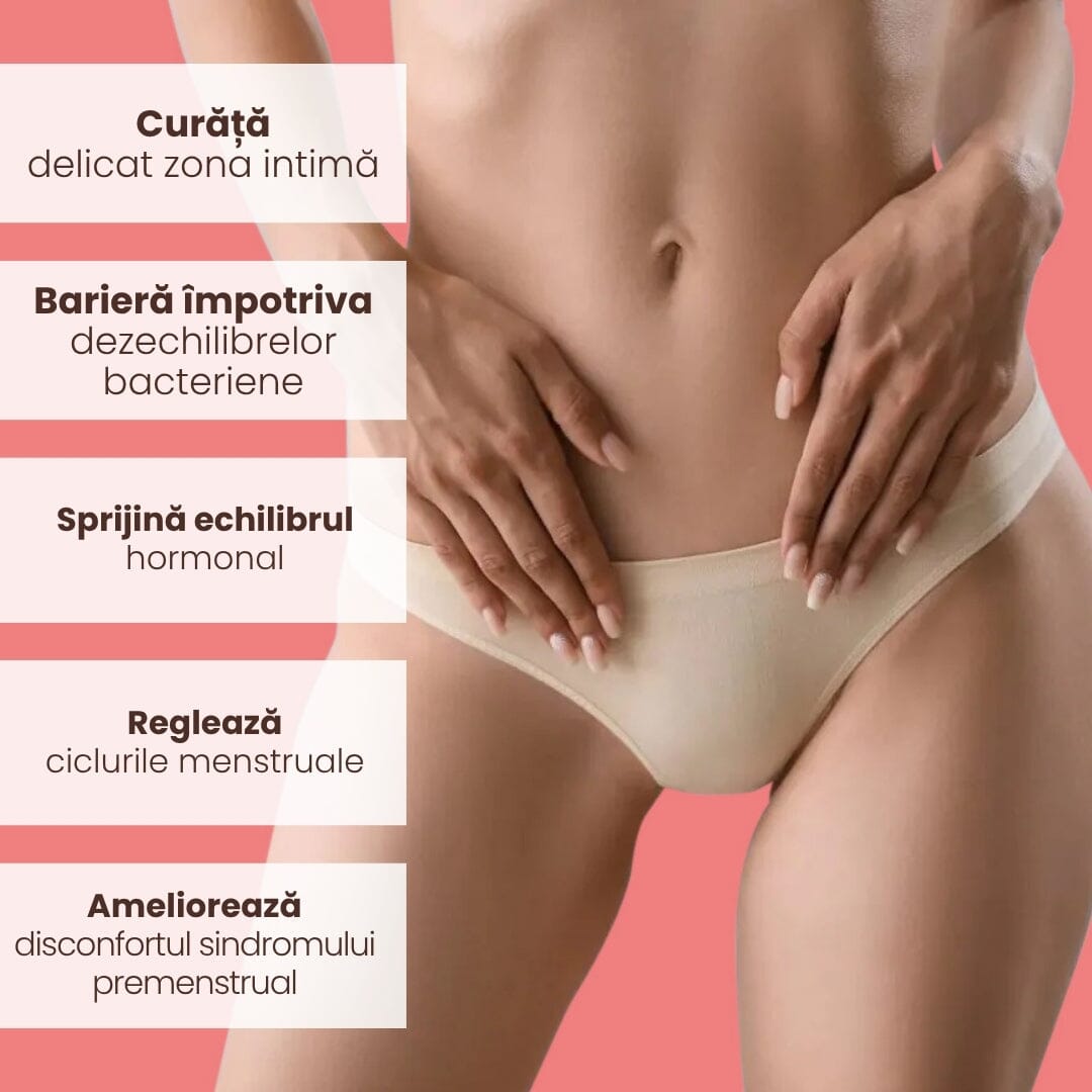 Pachet Menstrana - Gel intim delicat pentru echilibrul florei vaginale și capsule naturale pentru confort menstrual Pachet Faunus Plant 
