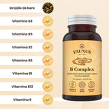 Vitamina B Complex – Capsule pentru metabolism energetic, sistem nervos și imunitate. Flacon 30 capsule Supliment alimentar Faunus Plant 