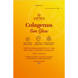 Colagenus Sun Glow – Colagen pudră pentru bronz uniform, piele radiantă și luminoasă. 10.000mg colagen, Vitamina C + E, zinc, cupru și acid hialuronic. Pudră 330g Pudra Faunus Plant 