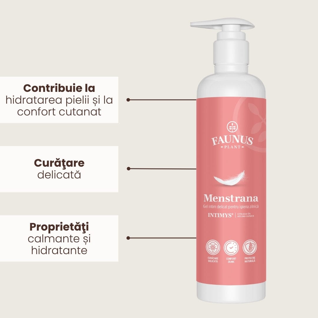 Menstrana Gel Intim 250 ml. Îngrijire delicată, hidratare și confort zilnic pentru zona intimă Gel Faunus Plant 