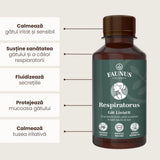 Respiratorus Gât Liniștit – Sirop pentru tuse cu rol emolient și calmant pentru gâtul iritat. Flacon 200ml Sirop cu miere Faunus Plant 