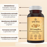 Vitamina B Complex – Capsule pentru metabolism energetic, sistem nervos și imunitate. Flacon 30 capsule Supliment alimentar Faunus Plant 