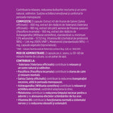 Etichetă desfășurată stânga pentru capsule Calmenor Noapte de la Faunus Plant, cu ingrediente, mod de administrare și beneficii.