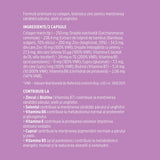 Etichetă desfășurată lateral stânga pentru capsule Folicalis de la Faunus Plant, cu ingrediente, administrare și beneficii.